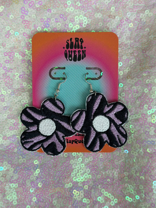 Zebra Flower Earrings