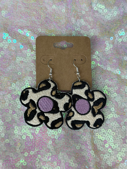 Cheetah Print Flower Earrings